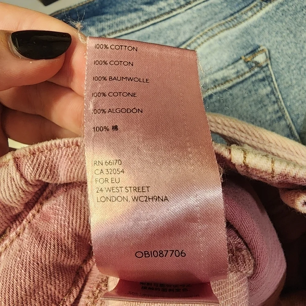 We the free distressed denim cut off shorts MED pink 100%cotton - Picture 3 of 6